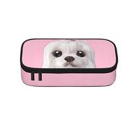 BAAROO Estuche para niños y niñas de gran capacidad, bonito estuche para bolígrafos de perro maltés, para suministros escolares y de oficina, Lovely M, color, 5.0cm*10.5cm*20.5cm, Estuche para lápices
