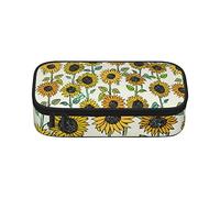 BAAROO Estuche romántico de girasoles de gran capacidad, bolsa de papelería de oficina, bolsa de cosméticos con compartimentos para niñas Bo, color, 5.0cm*10.5cm*20.5cm, Estuche para lápices