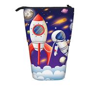 BAAROO Estuche telescópico con estampado de galaxia y cohete de astronauta, universo, soporte para bolígrafos, bolsa telescópica para lápices, papelería, para la escuela y la oficina, color,