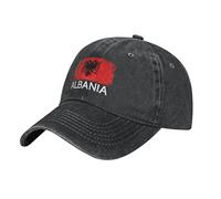 BAAROO Gorra de béisbol con bandera de Albania (40) para hombre, color negro, vintage, algodón, lavado, ajustable, unisex, para adultos, #1858, M/talla única
