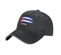 BAAROO Gorra de béisbol cubana con bandera de Cuba para hombre, color negro, vintage, algodón, lavado, vaquero, unisex, para adultos, #2000, M/talla única