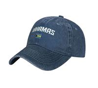BAAROO Gorra de béisbol de mezclilla lavada azul marino, bandera de Bahamas, gorra de algodón vintage, unisex, gorra patriótica de camionero, #1755, M/talla única