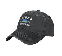 BAAROO Gorra de béisbol de mezclilla lavada con bandera de Aruba Aruba para hombre, gorra de algodón vintage negra unisex para papá, #354, M/talla única
