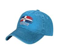 BAAROO Gorra de béisbol patriótica con bandera de República Dominicana azul fresco para hombres de algodón lavado denim vintage adulto unisex sombrero, #680, M/talla única