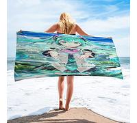 BAAROO Hatsune Miku-Love Magic - Toalla de playa de microfibra de absorción ligera, sin arena, secado rápido, toalla de camping de viaje, 130 cm, 80 cm