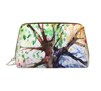 BAAROO Hermosa bolsa de cosméticos de cuero con diseño de árbol de cuatro estaciones, bolsa pequeña con cremallera, estuche organizador de artículos de tocador, color, 5.0cm*10.5cm*20.5cm, Estuche para lápices