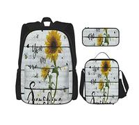 BAAROO Juego de 3 mochilas amarillo girasol You are my sunshine tablero de madera libro bolsa viaje camping trabajo escuela bolsa lápiz C, color, 5.0cm*10.5cm*20.5cm, Estuche para lápices