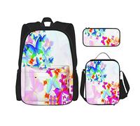 BAAROO Juego de 3 mochilas coloridas con diseño de mariposas voladoras y cuentos de hadas, bolsa de libros para viajes, camping, trabajo, escuela, Penci, color, 5.0cm*10.5cm*20.5cm, Estuche para