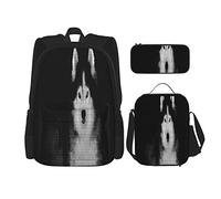 BAAROO Juego de 3 mochilas con diseño de perro husky siberiano y lobo, bolsa de viaje, camping, trabajo, escuela, estuche para lápices, bolsa de almuerzo, color, 5.0cm*10.5cm*20.5cm, Estuche para