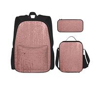 BAAROO Juego de 3 mochilas doradas brillantes de cuarzo rosa con patrón abstracto brillante de lujo brillante bolsa de libro viaje camping trabajo escuela, color, 5.0cm*10.5cm*20.5cm, Estuche para