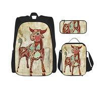 BAAROO Juego de 3 mochilas estilo bohemio Tauro y símbolos patrón vintage impresión digital bolsa de libro viaje camping trabajo escuela Ba, color, 5.0cm*10.5cm*20.5cm, Estuche para lápices