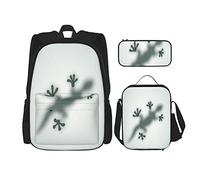 BAAROO Juego de 3 mochilas Gecko Shadow Book Bag Travel Camping Work School Bag Pencil Case Lunch Bag Combinación para hombres WOM, color, 5.0cm*10.5cm*20.5cm, Estuche para lápices