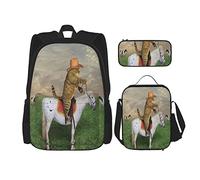 BAAROO Juego de 3 mochilas The Cat Cowboy On A Horse Grazes His Cows Book Bag Travel Camping Work School Bag Pencil Case Lunc, color, 5.0cm*10.5cm*20.5cm, Estuche para lápices