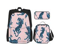 BAAROO Juego de 3 mochilas tigres lindos sobre fondo bolsa de libro viaje camping trabajo escuela bolsa lápiz estuche almuerzo bolsa combinatio, color, 5.0cm*10.5cm*20.5cm, Estuche para lápices