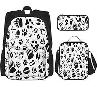 BAAROO Juego de 3 piezas Mochilas Animales y Pájaros Huellas En Nieve Oso Salvaje Lobo Patas Pistas Jabalí Alce Ciervo Garras Fondo SCH, color, 5.0cm*10.5cm*20.5cm, Estuche para lápices