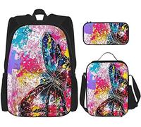 BAAROO Juego de 3 piezas Mochilas Multicolor Mariposa Acuarela Mochila Escolar Estuche Estuche Almuerzo Bolsa Combinación Estudiantes Bookbag O, color, 5.0cm*10.5cm*20.5cm, Estuche para lápices