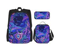BAAROO Juego de mochila de 3 piezas, mochila escolar para estudiantes, adolescentes (setas mágicas, cuentos de hadas, paisaje, psicodélico) bolsa de libro+almuerzo, color, 5.0cm*10.5cm*20.5cm, Estuche para lápices