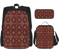 BAAROO Juego de mochilas de 3 piezas con diseño floral abstracto con diseño medieval ornamental victoriano imagen escolar estuche LUN, color, 5.0cm*10.5cm*20.5cm, Estuche para lápices
