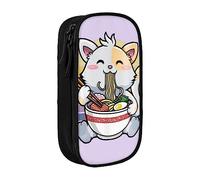 BAAROO Kawaii Anime Cat Eating Ramen Estuche con cremallera de gran capacidad, bolsa de papelería adecuada para la escuela, oficina, niños y niñas, color, 5.0cm*10.5cm*20.5cm, Estuche para lápices