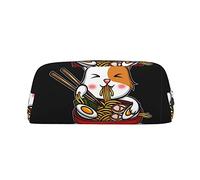 BAAROO Kawaii Anime Cat Eating Ramen Estuche con cremallera de gran capacidad, bolsa de papelería adecuada para la escuela, oficina, niños y niñas, color, 5.0cm*10.5cm*20.5cm, Estuche para lápices