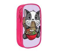 BAAROO Kawaii Anime Cat Eating Ramen Estuche con cremallera de gran capacidad, bolsa de papelería adecuada para la escuela, oficina, niños y niñas, color, 5.0cm*10.5cm*20.5cm, Estuche para lápices