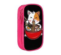 BAAROO Kawaii Anime Cat Eating Ramen Estuche con cremallera de gran capacidad, bolsa de papelería adecuada para la escuela, oficina, niños y niñas, color, 5.0cm*10.5cm*20.5cm, Estuche para lápices