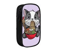 BAAROO Kawaii Anime Cat Eating Ramen Estuche con cremallera de gran capacidad, bolsa de papelería adecuada para la escuela, oficina, niños y niñas, color, 5.0cm*10.5cm*20.5cm, Estuche para lápices