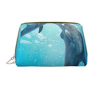 BAAROO Kiss Dolphin Tale - Bolsa de piel para cosméticos, bolsa pequeña, con cremallera, estuche para lápices, organizador de artículos de tocador, almacenamiento B, color, 5.0cm*10.5cm*20.5cm,