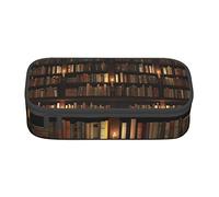 BAAROO Library Bookshelf Book Printed Durable Pencil Pouch Stationery Case with Zipper compartment Large Capacity Portable Pen, color, 5.0cm*10.5cm*20.5cm, Estuche para lápices