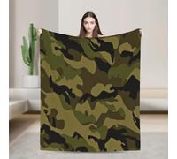 BAAROO Manta de franela de camuflaje, suave, hipoalergénica, color verde militar, 200 x 150 cm