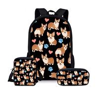 BAAROO Mochila escolar con diseño de perro Corgi para niñas, escuela primaria/niños, bolsa cruzada para teléfono, bolsa de viaje pequeña/PE, color, 5.0cm*10.5cm*20.5cm, Estuche para lápices