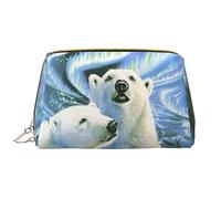 BAAROO Polar Bears Northern Lights - Bolsa de piel para cosméticos, bolsa pequeña con cremallera, estuche organizador de artículos de tocador, color, 5.0cm*10.5cm*20.5cm, Estuche para lápices