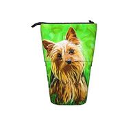 BAAROO Portalápices de pie, diseño de Yorkshire Terrier, con diseño de perro de taza de té, color verde, color, 5.0cm*10.5cm*20.5cm, Estuche para lápices