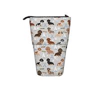 BAAROO Portalápices de pie Doxie Coastal Dogs at The Summer Sand Dollar Papelería Organizador Ligero Estuche Personaliz, color, 5.0cm*10.5cm*20.5cm, Estuche para lápices