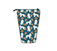 BAAROO Portalápices de pie para pizza, comida, cocker spaniel, perro, organizador de papelería azul con cremallera, estuche telescópico para lápices, color, 5.0cm*10.5cm*20.5cm, Estuche para lápices