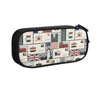 BAAROO Retro Travel to Various Europe Asia America - Estuche para lápices con compartimentos para bolígrafos, multifuncional, bolsa de maquillaje, organizador de papelería de almacenamiento grande con