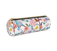 BAAROO Romántico de lujo floral pájaros mariposa impreso cuero cremallera lápiz bolsa, bolsa de papelería portátil, organizador de papelería, Uni, color, 5.0cm*10.5cm*20.5cm, Estuche para lápices