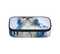 BAAROO Shih Tzu - Estuche para lápices con diseño de perro de gran capacidad, bolsa de papelería de oficina, bolsa de cosméticos con compartimentos para niñas, niños y adultos, color, 5.0cm*10.5cm*20.5cm, Estuche para lápices