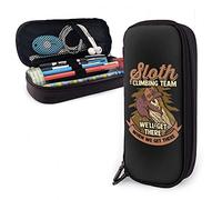 BAAROO Sloth Hiking Team We Will Get There 6 Estuche de cuero de gran capacidad para lápices, bolsa para lápices, organizador de papelería con cremallera St, color, 5.0cm*10.5cm*20.5cm, Estuche para