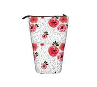 BAAROO Soporte para lápices con diseño de rosas Shibori, diseño de lunares negros, estuche vertical de gran capacidad, bolsa telescópica Pri, color, 5.0cm*10.5cm*20.5cm, Estuche para lápices