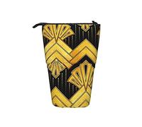 BAAROO Soporte para lápices de pie Art Deco Gold Bolsa de maquillaje ligera Caja organizadora de papelería Organizador de papelería personalizado f, color, 5.0cm*10.5cm*20.5cm, Estuche para lápices