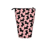 BAAROO Soporte para lápices de pie con patrón de terrier escocés rosa y negro, estuche ligero para cosméticos, personalizado de pie, color, 5.0cm*10.5cm*20.5cm, Estuche para lápices