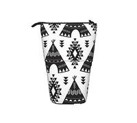 BAAROO Soporte para lápices de pie, tipi tribal, color negro y blanco, bolsa para bolígrafos de pie de gran capacidad, estuche telescópico para lápices, color, 5.0cm*10.5cm*20.5cm, Estuche para