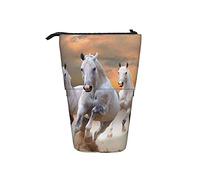 BAAROO Soporte para lápices de pie, tres caballos blancos, papelería, bolsa telescópica, portátil, telescópico, estuche ligero, color, 5.0cm*10.5cm*20.5cm, Estuche para lápices
