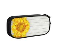 BAAROO Sunflowers On A Light - Estuche de madera con compartimentos para bolígrafos, multifuncional, bolsa de maquillaje, organizador de papelería con cremallera para oficina y viajes, #948,