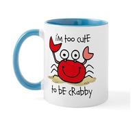 BAAROO Taza de café de cerámica con diseño de cangrejo Too Cute de 11 onzas