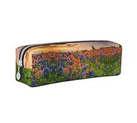 BAAROO Texas Bluebonnets Scenery - Estuche para lápices, bolsa de maquillaje con cremallera de piel para mujeres y hombres, color, 5.0cm*10.5cm*20.5cm, Estuche para lápices