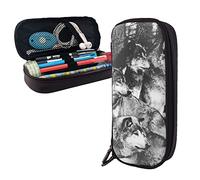 BAAROO This Land of Wolves - Estuche de piel de gran capacidad para lápices, organizador de papelería con cremallera, caja de almacenamiento para maquillaje, color, 5.0cm*10.5cm*20.5cm, Estuche para lápices