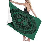 BAAROO Toalla de baño grande de microfibra suave, color blanco y negro del árbol de la vida celta, Yggdras, toalla de playa para hotel familiar, 130 cm x 80 cm