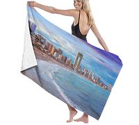 BAAROO Toalla de baño grande y suave, iluminación nocturna de Alicante de la ciudad de Benidorm con vivienda moderna y costa, toalla de baño, toalla de playa, 130 cm x 80 cm